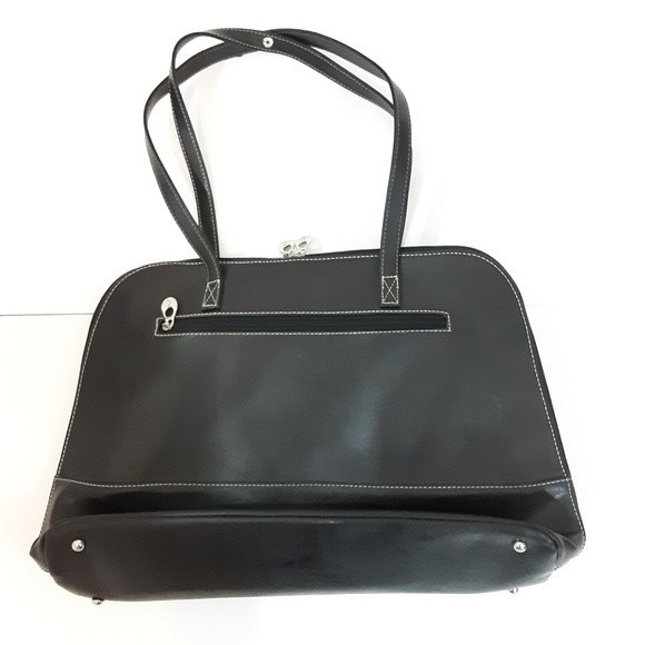 Case Logic Faux Leather Black Tote Purse Large - Picture 4 of 7